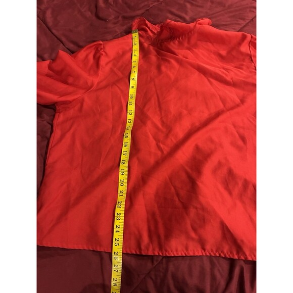 1951 Vintage Romantic Red Blouse Peter Pan Collar Embroidered Bow USA Women’s L - Picture 8 of 8